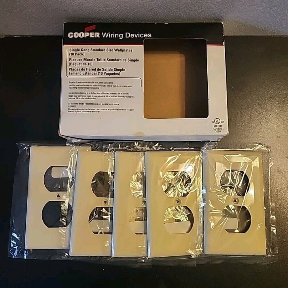 5-Pack Single Gang Standard Size Wall Plates Covers Off White Beige Cooper NEW